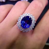 Royal Blue Tanzanite Open Ring Plated White Gold Micro-inlaid Luxury Jewellery main image 4