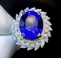 Royal Blue Tanzanite Open Ring Plated White Gold Micro-inlaid Luxury Jewellery main image 5