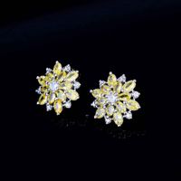 Color Zirconium Small Fresh Fashion Personality Earrings Copper Flower Daisy Earrings main image 4