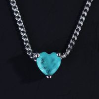 Nouveau Pendentif Paraiba Collier En Forme De Coeur Lac Bleu Chaîne D&#39;extension De Mode Chaîne De Clavicule main image 1