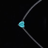 New Paraiba Pendant Heart-shaped Necklace Lake Blue Fashion Extension Chain Clavicle Chain main image 4