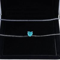 New Paraiba Pendant Heart-shaped Necklace Lake Blue Fashion Extension Chain Clavicle Chain main image 5