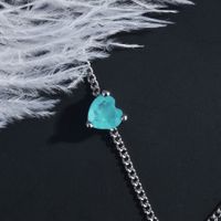 New Paraiba Pendant Heart-shaped Necklace Lake Blue Fashion Extension Chain Clavicle Chain main image 6