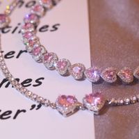 Light Luxury Heavy Industry High-end Clavicle Chain Female Summer Sweet Pink Love Pull Choker Necklace Full Zircon Necklace main image 4
