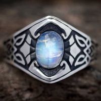 Cross-border Jewelry Wholesale Vintage Colorful Moonstone Ring main image 1