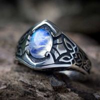 Cross-border Jewelry Wholesale Vintage Colorful Moonstone Ring main image 3