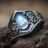 Cross-border Jewelry Wholesale Vintage Colorful Moonstone Ring main image 5