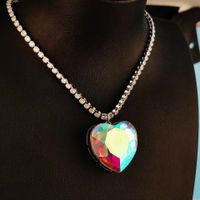 Jewelry Wholesale Korean Fashion Ocean Heart Pendant Heart-shaped Crystal Necklace main image 4