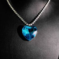 Jewelry Wholesale Korean Fashion Ocean Heart Pendant Heart-shaped Crystal Necklace main image 3