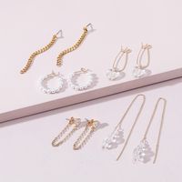 Qingdao Davey European And American Fashion Jewelry Transparent Peach Heart Acrylic Chain Earrings Set Women's Earrings Match Sets main image 3