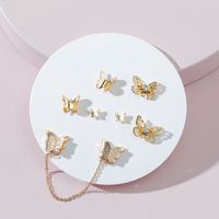 Fashion Jewelry Metal Butterfly Stud Earrings Chain Earring Set main image 1