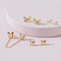 Fashion Jewelry Metal Butterfly Stud Earrings Chain Earring Set main image 3