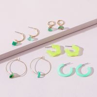 Qingdao Davey European And American Fashion Jewelry Stone Ear Ring Acrylic-based Resin Flower Earrings Earings Set main image 3