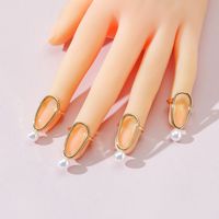 European And American Fashion Jewelry Metal Acrylic Pearl Nail Ring Set main image 3