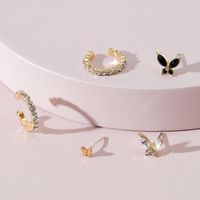 European And American Fashion Jewelry Unilateral Asymmetric Butterfly Earrings Ear Clip Earrings Set main image 3