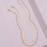 Qingdao Davey European And American Fashion Jewelry Cross-border E-commerce Supply Double-layer Metal Chain Necklace Set main image 1
