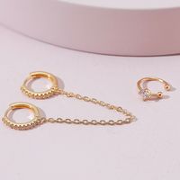 Qingdao Davey European And American Fashion Jewelry Simple Copper Inlaid Zircon Ear Clip Chain Link Earrings Women's Unilateral Earrings main image 3