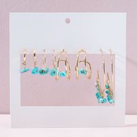 Fashion Jewelry Simple Turquoise Ear Hoop Earring Set Earrings Multi-piece Set main image 1