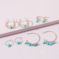 Fashion Jewelry Simple Turquoise Ear Hoop Earring Set Earrings Multi-piece Set main image 3