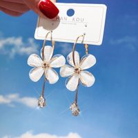 Fashion Crystal Flower Earrings Korean Long Tassel Earrings Wholesale main image 4