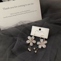 Fashion Crystal Flower Earrings Korean Long Tassel Earrings Wholesale main image 2