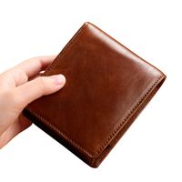 Rfid Men's Short Wallet Ultra-thin Student Wallet Genuine Leather Youth Men's Bag Horizontal Coin Purse main image 1