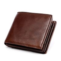 Rfid Men's Short Wallet Ultra-thin Student Wallet Genuine Leather Youth Men's Bag Horizontal Coin Purse main image 2