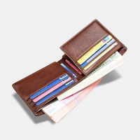 Rfid Men's Short Wallet Ultra-thin Student Wallet Genuine Leather Youth Men's Bag Horizontal Coin Purse main image 4