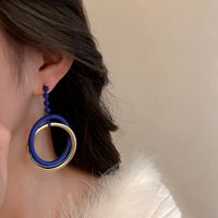 Exaggerated Klein Blue Geometric Circle Earrings Ins Fashion Temperament Niche Earrings Wholesale main image 3