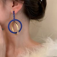 Exaggerated Klein Blue Geometric Circle Earrings Ins Fashion Temperament Niche Earrings Wholesale main image 4