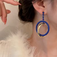 Exaggerated Klein Blue Geometric Circle Earrings Ins Fashion Temperament Niche Earrings Wholesale main image 5