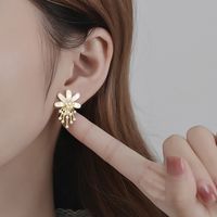 Pearl Crystal Rhinestone Flower Earrings Ins Fashion Earrings main image 4