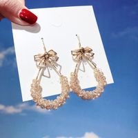 Korea Earrings Female Personality Geometric Earrings Long Bow Retro Earrings Women main image 2