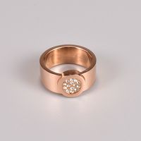 Bague En Or Rose Avec Diamants Ronds Index Simple Bague En Or Rose En Acier Au Titane main image 2