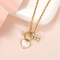 Korean Simple Heart-shape Shell Love Clavicle Chain Female Couple Copper Necklace Wholesale main image 3