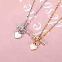 Coréen Simple Coquille En Forme De Coeur Amour Clavicule Chaîne Femme Couple Collier De Cuivre En Gros main image 1