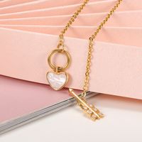 Korean Simple Heart-shape Shell Love Clavicle Chain Female Couple Copper Necklace Wholesale main image 4
