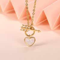 Korean Simple Heart-shape Shell Love Clavicle Chain Female Couple Copper Necklace Wholesale main image 5