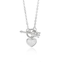 Coréen Simple Coquille En Forme De Coeur Amour Clavicule Chaîne Femme Couple Collier De Cuivre En Gros main image 6