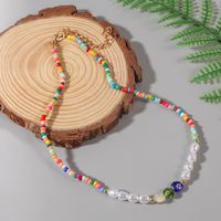 Bohemian Handmade Colored Glaze Rice Beads Woven Colored Glaze Necklace main image 4