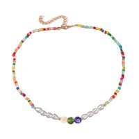 Bohemian Handmade Colored Glaze Rice Beads Woven Colored Glaze Necklace main image 6