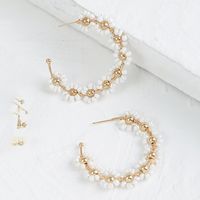 Bohemian Geometric C-shaped Rice Beads Flower Earrings Creative Personality Woven Earrings Jewelry main image 3
