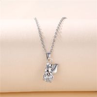 Cute Little Animal Short Diamond Pendant Jewelry Titanium Steel Squirrel Necklace main image 1