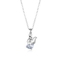 Cute Little Animal Short Diamond Pendant Jewelry Titanium Steel Squirrel Necklace main image 6