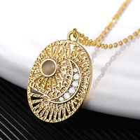 European And American Retro New Golden Oval Pendant Sun Moon Necklace Men And Women Couple Necklace Micro Ornament main image 1