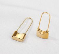 Minimalist Style Lock-shaped Long Earrings Titanium Steel 18k Gold Brooch main image 5