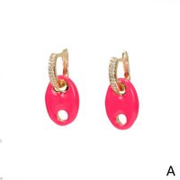 Pig Nose Oil Dripping Copper Earrings New Trendy Retro Personality Micro Diamond Earrings main image 6