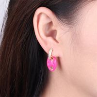 Pig Nose Oil Dripping Copper Earrings New Trendy Retro Personality Micro Diamond Earrings main image 2