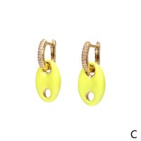 Pig Nose Oil Dripping Copper Earrings New Trendy Retro Personality Micro Diamond Earrings main image 3