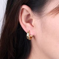 Water Drop Circle Earrings Temperament Design Sense Ear Ring Simple Copper Gold-plated Ear Buckle Wholesale main image 1